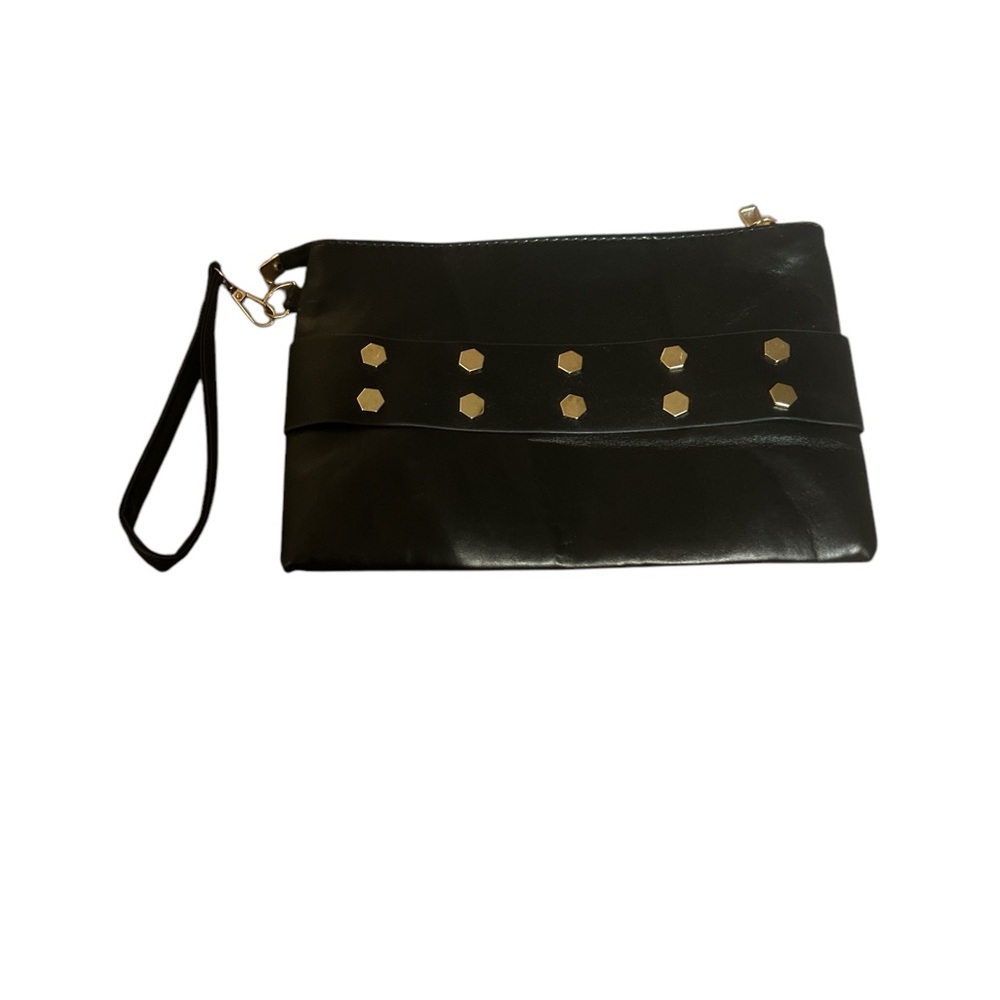 Elegant Black Clutch with Gold Accents